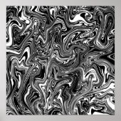 Abstracte zwarte en witte vloeibare marmer poster (Voorkant)