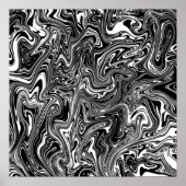 Abstracte zwarte en witte vloeibare marmer poster (Voorkant)