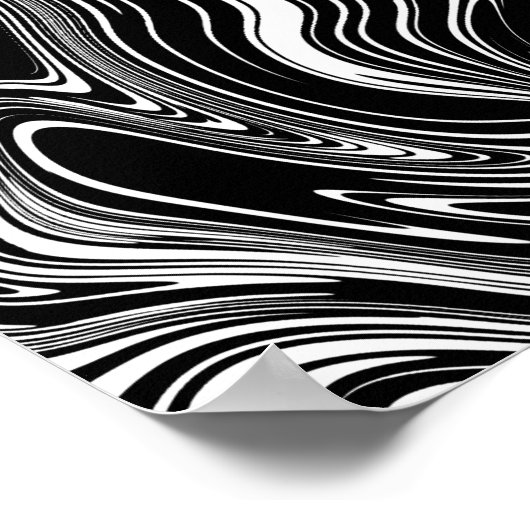 Abstracte zwarte en witte vloeibare marmer poster (Hoek)