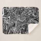 Abstracte zwarte en witte vloeibare marmer sherpa deken (Voorkant (horizontaal))