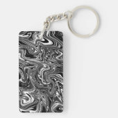 Abstracte zwarte en witte vloeibare marmer sleutelhanger (achterkant)