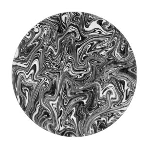 Abstracte zwarte en witte vloeibare marmer snijplank