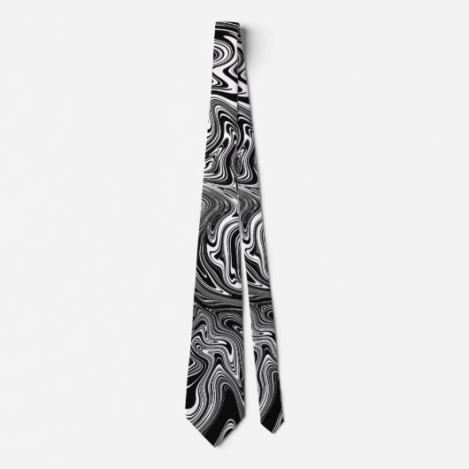 Abstracte zwarte en witte vloeibare marmer stropdas (Voorkant)