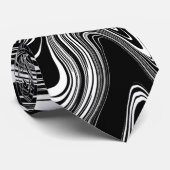 Abstracte zwarte en witte vloeibare marmer stropdas (Opgerold)