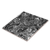 Abstracte zwarte en witte vloeibare marmer tegeltje (Zijkant)