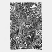 Abstracte zwarte en witte vloeibare marmer theedoek (Verticaal)