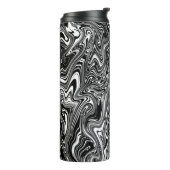 Abstracte zwarte en witte vloeibare marmer thermosbeker (Gedraaid links)