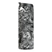 Abstracte zwarte en witte vloeibare marmer thermosbeker (Geroteerd rechts)