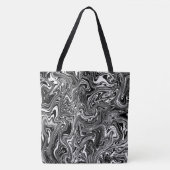 Abstracte zwarte en witte vloeibare marmer tote bag (Voorkant)