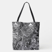 Abstracte zwarte en witte vloeibare marmer tote bag (Achterkant)