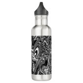 Abstracte zwarte en witte vloeibare marmer waterfles  (Links)