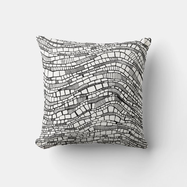 Abstracte zwarte en witte vormen kussen (Voorkant)