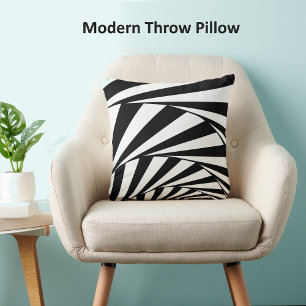 Abstracte zwarte en witte wervelgolven kussen