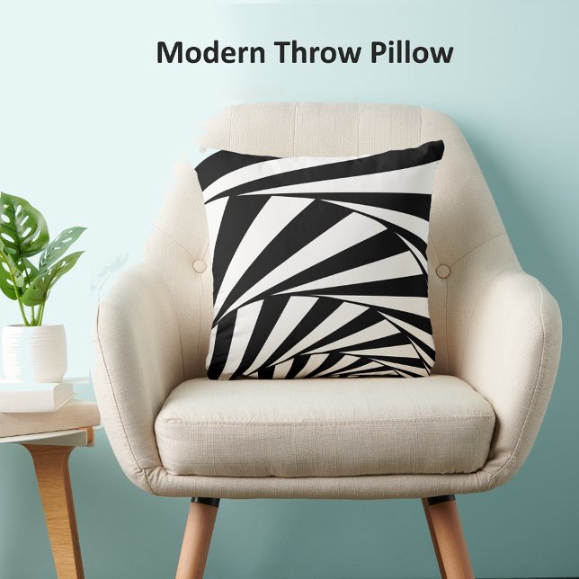 Abstracte zwarte en witte wervelgolven kussen (Creator heeft geüpload)