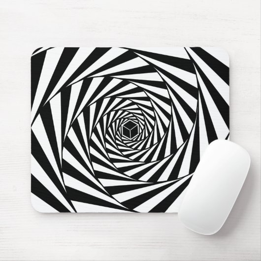 Abstracte zwarte en witte wervelstaartraan muismat (Met muis)