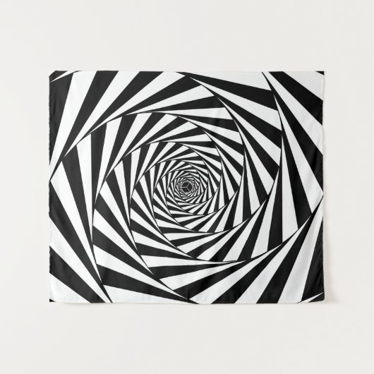 Abstracte zwarte en witte wervelstaartraan wandkleed (Voorkant (horizontaal))