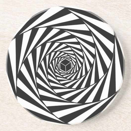 Abstracte zwarte en witte wervelstaartraan zandsteen onderzetter (Voorkant)