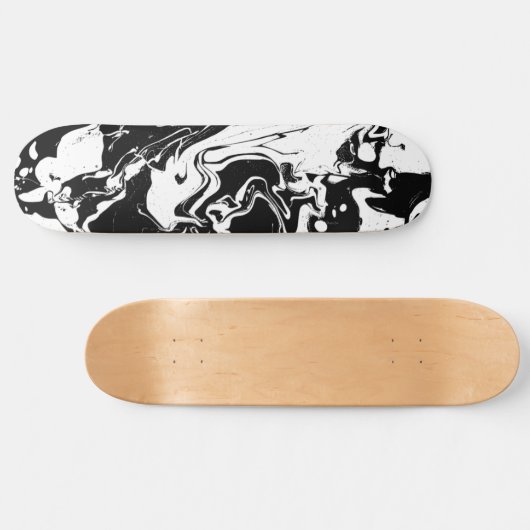 Abstracte zwarte en witte zwammen - skateboard (Horizontaal)
