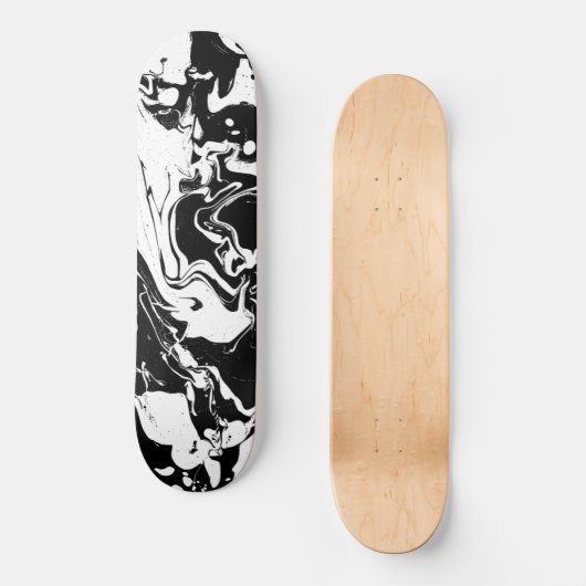 Abstracte zwarte en witte zwammen - skateboard (Voorkant)