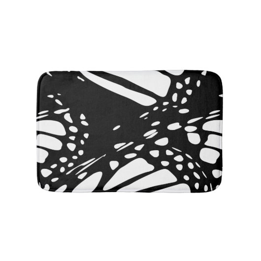 Abstracte zwarte en witte zwarte vlindervleugel badmat (Voorkant)