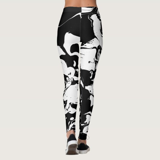 Abstracte zwarte en witte zwenken - leggings (Achterkant)
