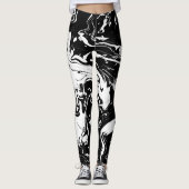 Abstracte zwarte en witte zwenken - leggings (Voorkant)