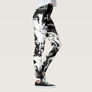 Abstracte zwarte en witte zwenken - leggings