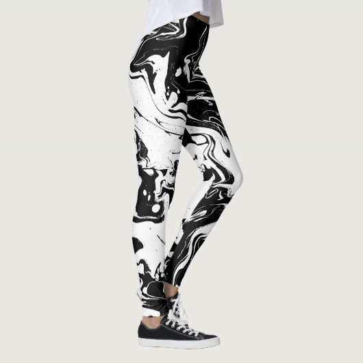 Abstracte zwarte en witte zwenken - leggings (Rechts)