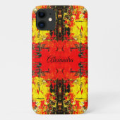 Abstracte zwarte gele glitternaam Gepersonaliseerd Case-Mate iPhone Case (Achterkant)