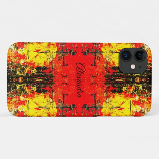 Abstracte zwarte gele glitternaam Gepersonaliseerd Case-Mate iPhone Case (Achterkant (horizontaal))