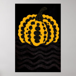 Abstracte Zwarte & Gele Pompoenprint Moderne Po Poster