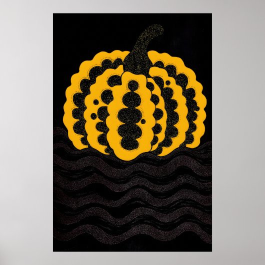 Abstracte Zwarte & Gele Pompoenprint Moderne Po Poster (Voorkant)