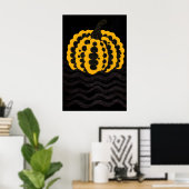 Abstracte Zwarte & Gele Pompoenprint Moderne Po Poster (Thuiskantoor)