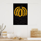 Abstracte Zwarte & Gele Pompoenprint Moderne Po Poster (Keuken)