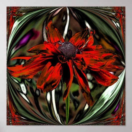 Abstracte zwarte-gele Susan Flower Art Poster (Voorkant)