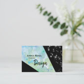 *~* Abstracte zwarte glitter Moderne geometrische  Visitekaartje (Staand voorkant)