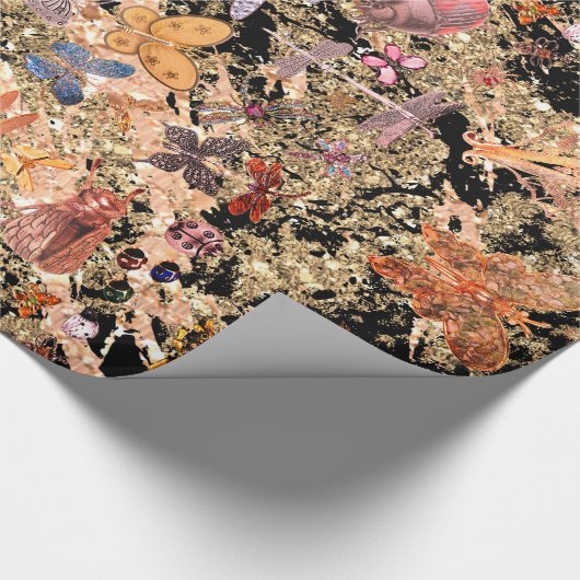 Abstracte zwarte goudbeukenvlinder snijdt Pareltje Cadeaupapier (Hoek)