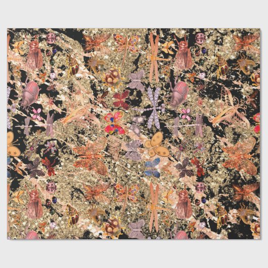 Abstracte zwarte goudbeukenvlinder snijdt Pareltje Cadeaupapier (Vlak)