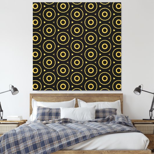 Abstracte zwarte gouden cirkel gewikkeld canvas Pr (Insitu (Slaapkamer))