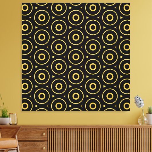 Abstracte zwarte gouden cirkel gewikkeld canvas Pr (Insitu (Woonkamer))