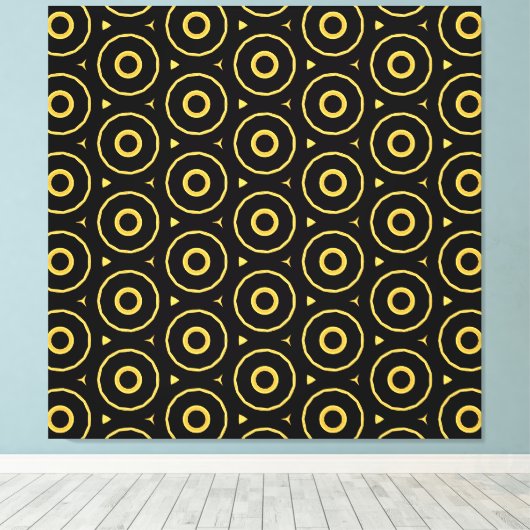 Abstracte zwarte gouden cirkel gewikkeld canvas Pr (Insitu (Houten vloer))