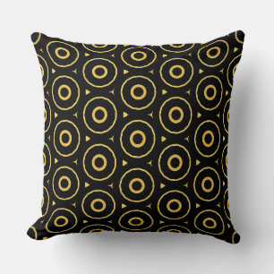 Abstracte zwarte gouden cirkels accentkussen kussen
