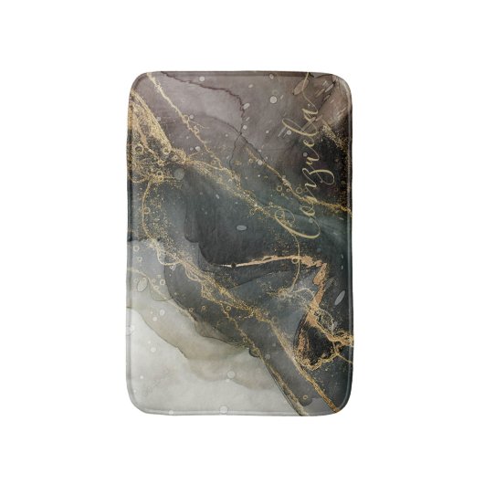 Abstracte zwarte goudmarmer badmat (Voorkant Verticaal)