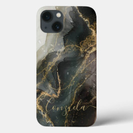 Abstracte zwarte goudmarmer Case-Mate iPhone case