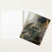 Abstracte zwarte goudmarmer planner (Display)