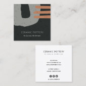 ABSTRACTE ZWARTE GRASTROOST MET KERAMISCHE TEXTUUR VIERKANTE VISITEKAARTJE (Voorkant / Achterkant)