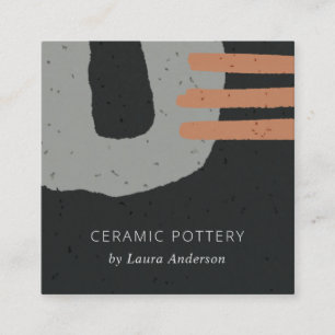 ABSTRACTE ZWARTE GRASTROOST MET KERAMISCHE TEXTUUR VIERKANTE VISITEKAARTJE