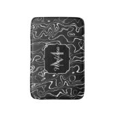 Abstracte zwarte grijze damascus zwemmen Monogram Badmat (Voorkant Verticaal)