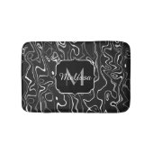 Abstracte zwarte grijze damascus zwemmen Monogram Badmat (Voorkant)