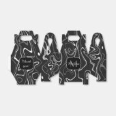 Abstracte zwarte grijze damascus zwemmen Monogram Bedankdoosjes (Uitgevouwen)